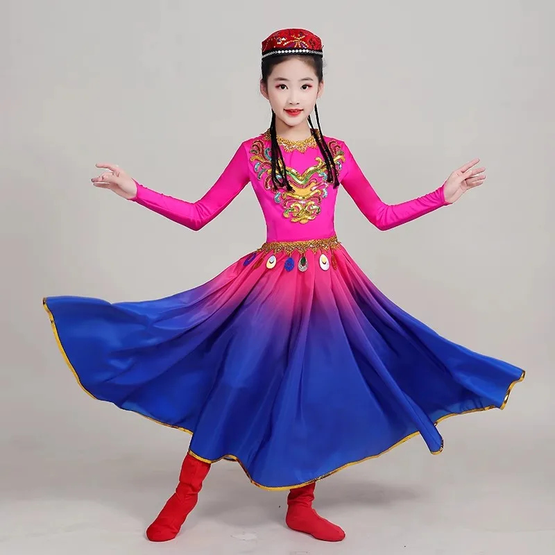 New Mongolian Traditional Clothes Children Wear Inner Mongolia Dance Costumes Mongolian Gown Adult Minority Costumes Dress
