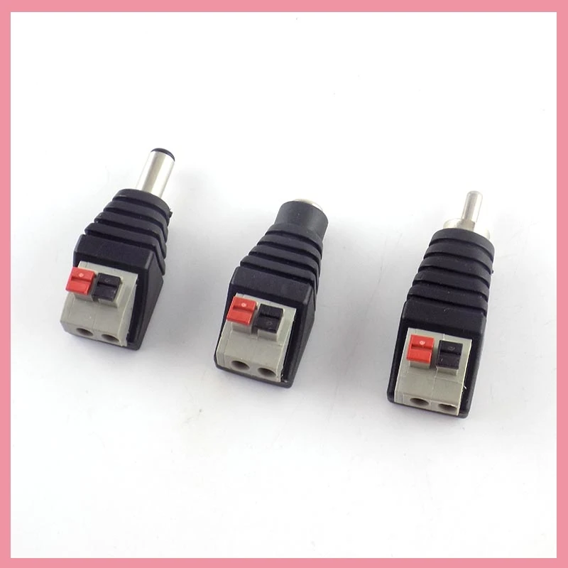 DC Male Female Professional Jack Press Plug RCA Connector Cable Plug Adapter for Speaker CCTV Audio LED light B6