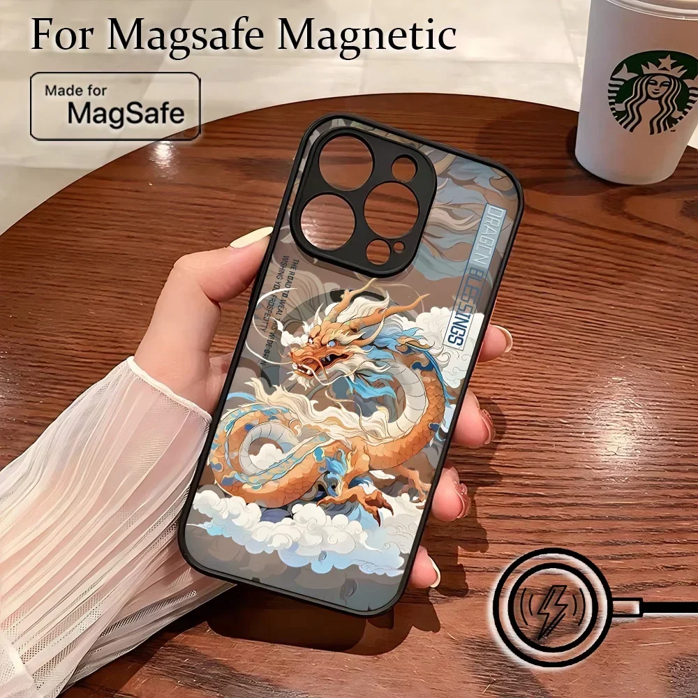 Fashion Chinese Dragon Phone Case For Samsung Galaxy S25 S24 S23 S22 S21 S20 FE Plus Ultra 5G Matte Magnetic Back Cover