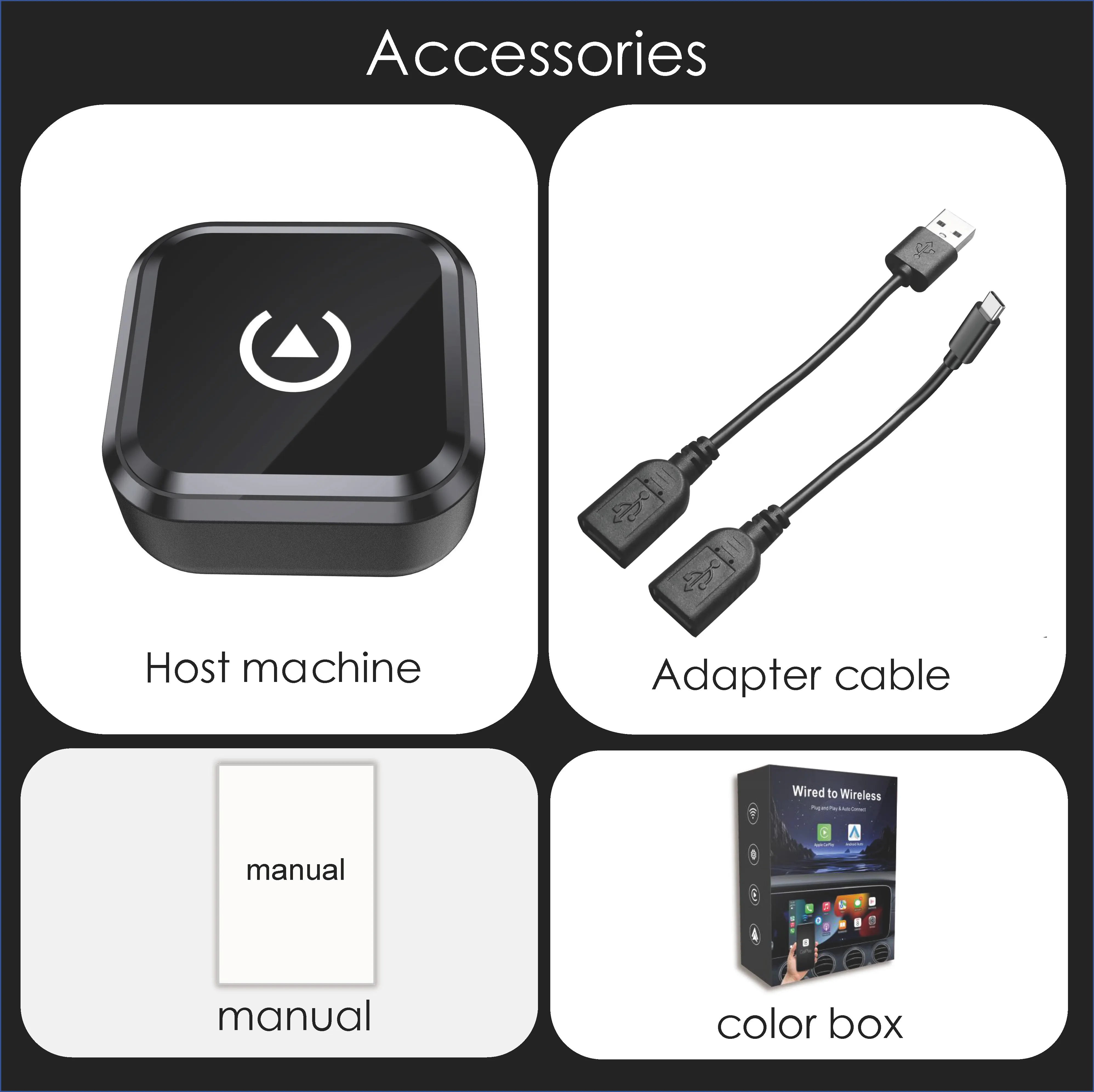 Carplay AI Box inalámbrico Android Auto Smart Box 2 en 1 cableado a adaptador Carplay inalámbrico USB tipo C Dongle en coche Universal