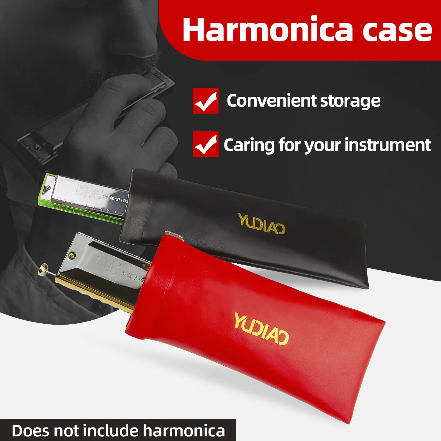 Half-Tone Harmonica Polyphonic Harmonica Leather Case Harmonica Bag Harmonica Leather Case Bag Harmonica Protective Storage Bag Dustproof Bag