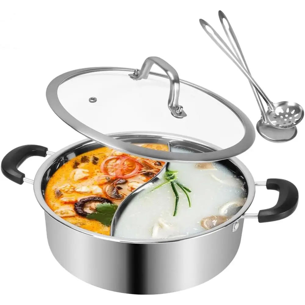 

Кастрюля для шабу из нержавеющей стали, китайская индукционная кастрюля для шабу с разделителем или для использования на газовой плите