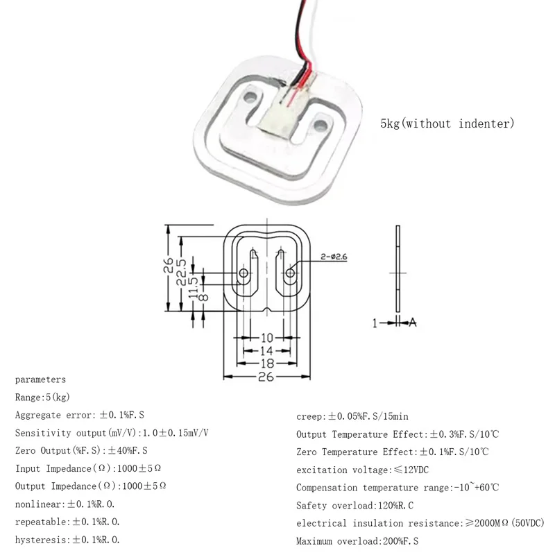 Sensors Human Scale 50kg Load Cells Resistive Strain Half Bridge Sensor 50kg