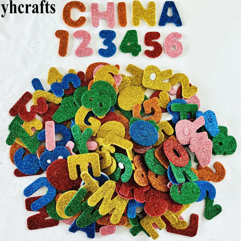 

300PCS Letters and numbers glitter foam sticker Math toys Self learning Teach your own OEM bulk wholesale