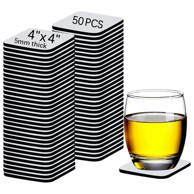 AC56-50 шт., пустые подставки для чашек для сублимации, пустой коврик для чашек 4X4 дюйма для сублимационной передачи, термопресс, печать, поделки своими руками