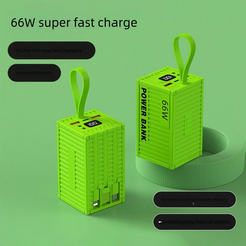 60000mAh Power Bank 66W PD QC 3.0 Charger Powerbank Large Battery Capacity Power Station Fast Charging For iPhone Xiaomi