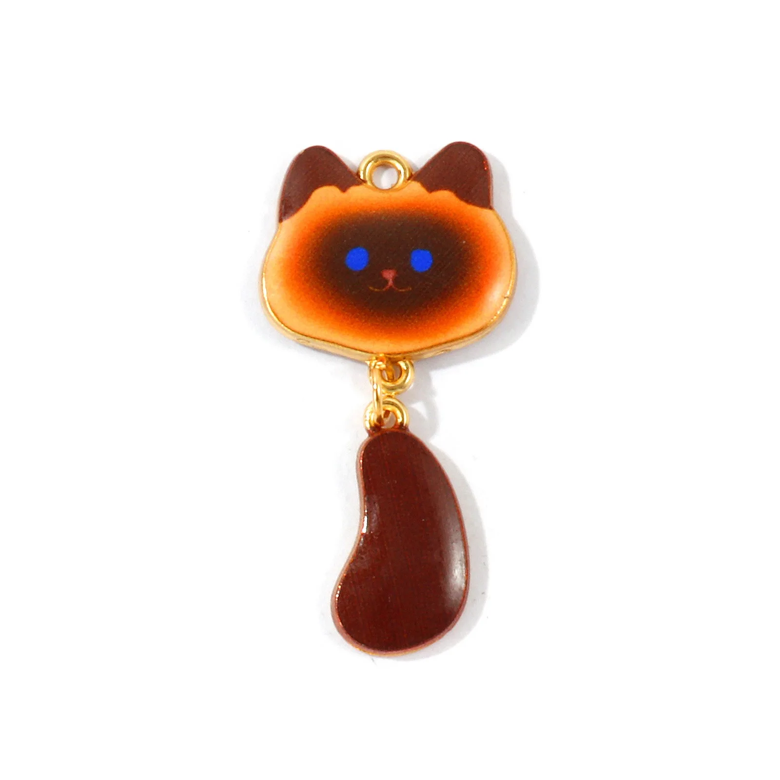 10 Stück Neue Cartoon-Katzen-Tier-Motiv-Anhänger, vergoldete Zinklegierung, mehrfarbige Emaille-Anhänger, DIY-Halskette, Armband, Schmuckgeschenk – Detail 7