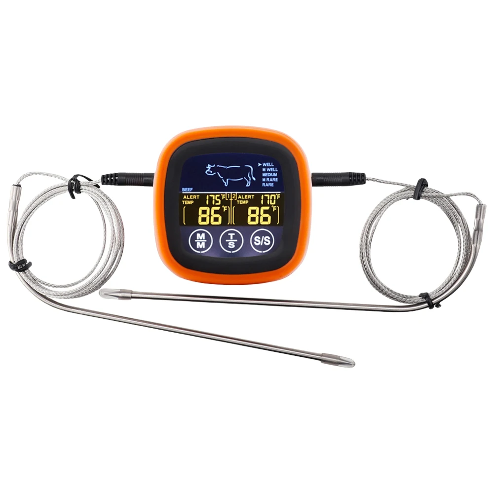 Picture 3: Digital Meat Kitchen Thermometer Touch Screen Waterproof Meat Temperature Thermometer Probe Timer Mode for Grilling BBQ Cooking