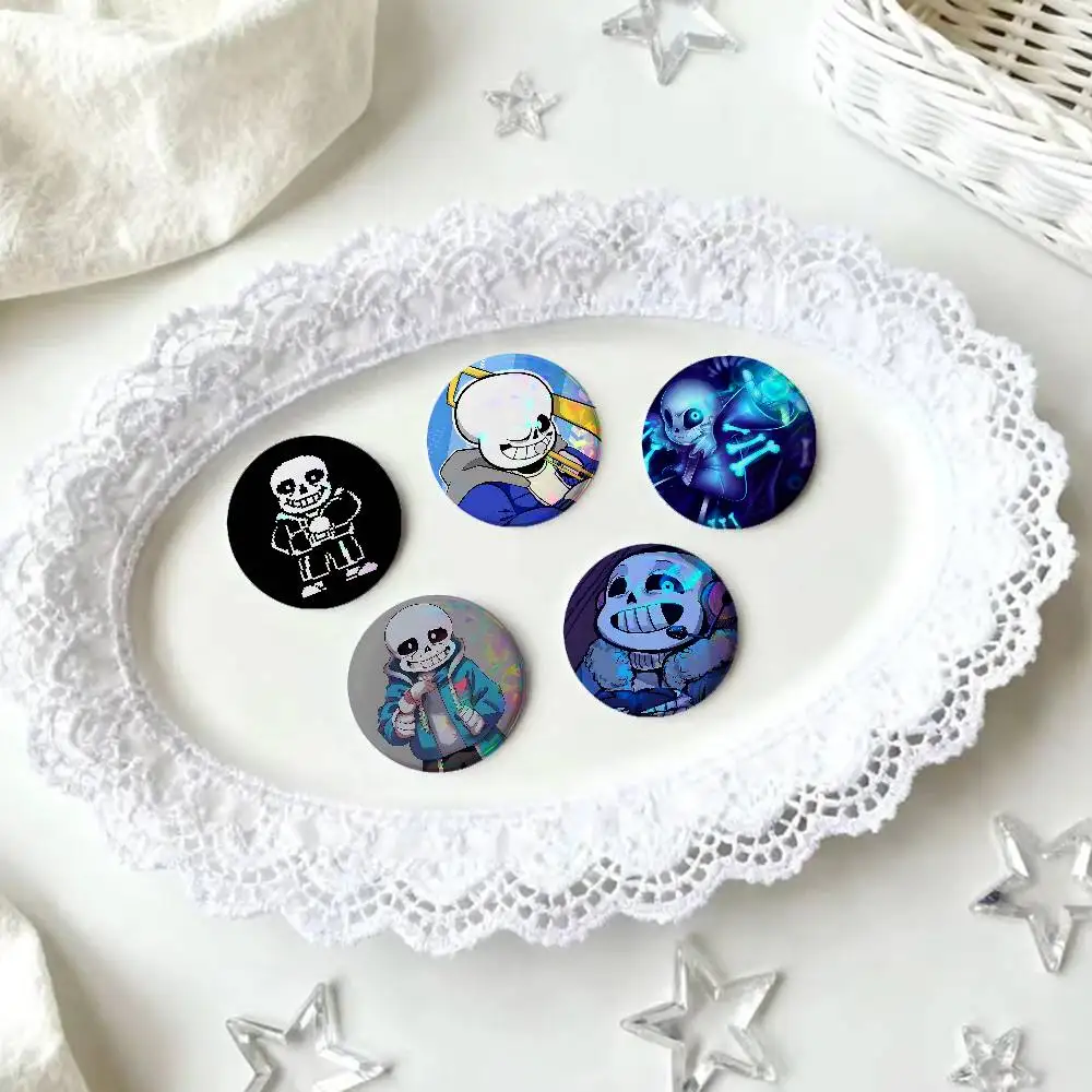 Undertale Sans For Badge Personalized Custom Laser Reflective Badge Hologram Metal Enamel Pin Brooch Souvenir Gift
