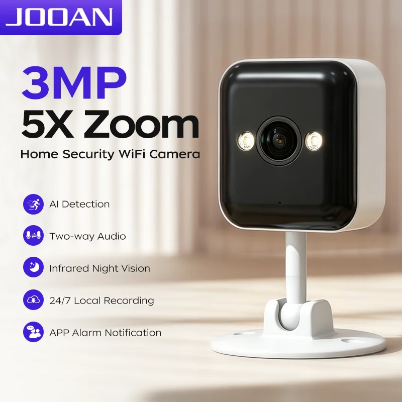 JOOAN 3MP Wifi IP Camera Indoor Moiton Detection Smart Night Vision Home Security Camera 24/7 Video Surveillance
