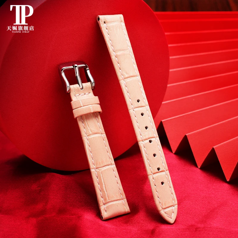 Women\'s Fashion watch strap pink cowhide Genuine Leather watchband Belt 12mm 14mm 15mm 16mm 18mm quick release Women Bracelet