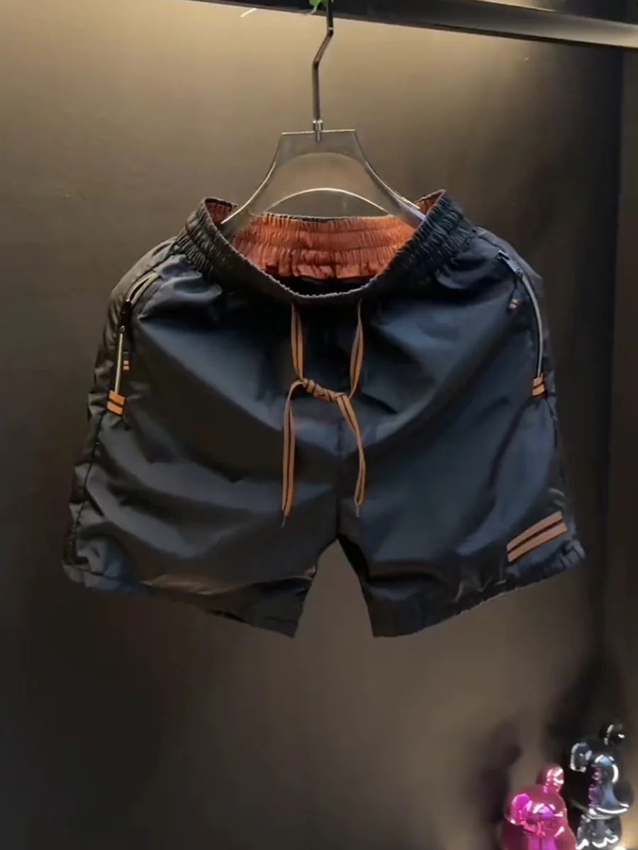 

Summer Men's Casual Outdoor Sports Shorts Zipper Pocket Five-Point Light Luxury Design Versatile Leisure Shorts Polyester Fiber