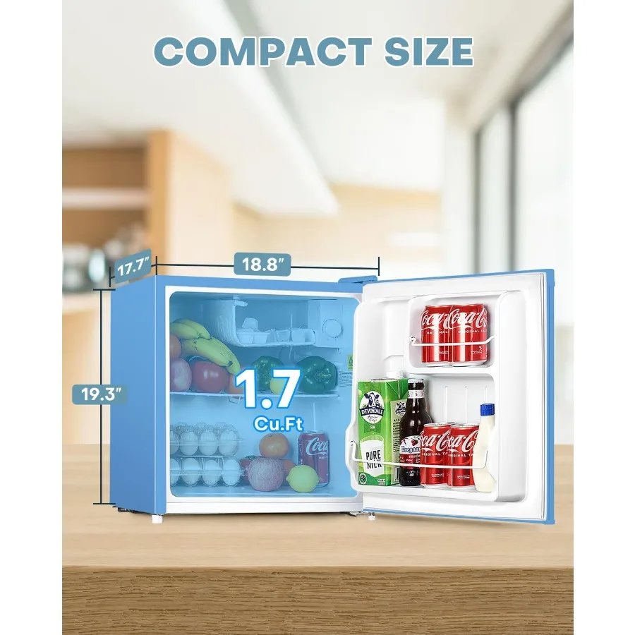 ثلاجة صغيرة 1.7 قدم مكعب مع فريزر للمكتب وغرفة النوم: ثلاجة مدمجة بباب واحد مع ترموستات قابل للتعديل Ene #3