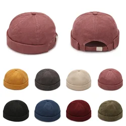 Japanese Men's Summer Cotton Brimless Skullies Cap Vintage Street Portable Docker Hats Multipurpose Beanie Hat Hip Hop Hats INS