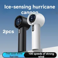 2 Pack Ultra-Quiet Handheld Fan - 100-Speed USB Rechargeable, Portable Mini Turbo Fan with LED for Office, Camping & Travel