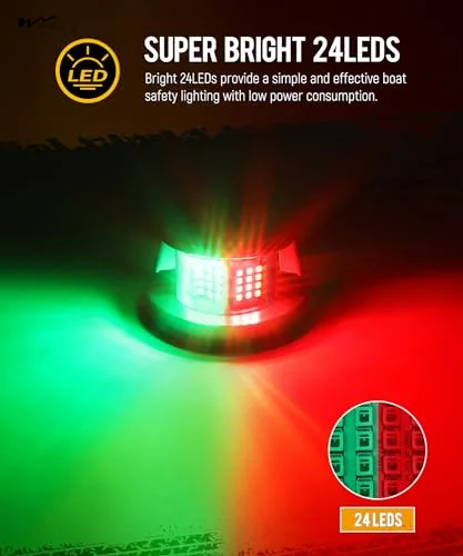 Waterproof 1Pcs Marine Boat Bow Lights 24 LED Red And Green Navigation Light For Pontoon Yacht Skiff Skeeter