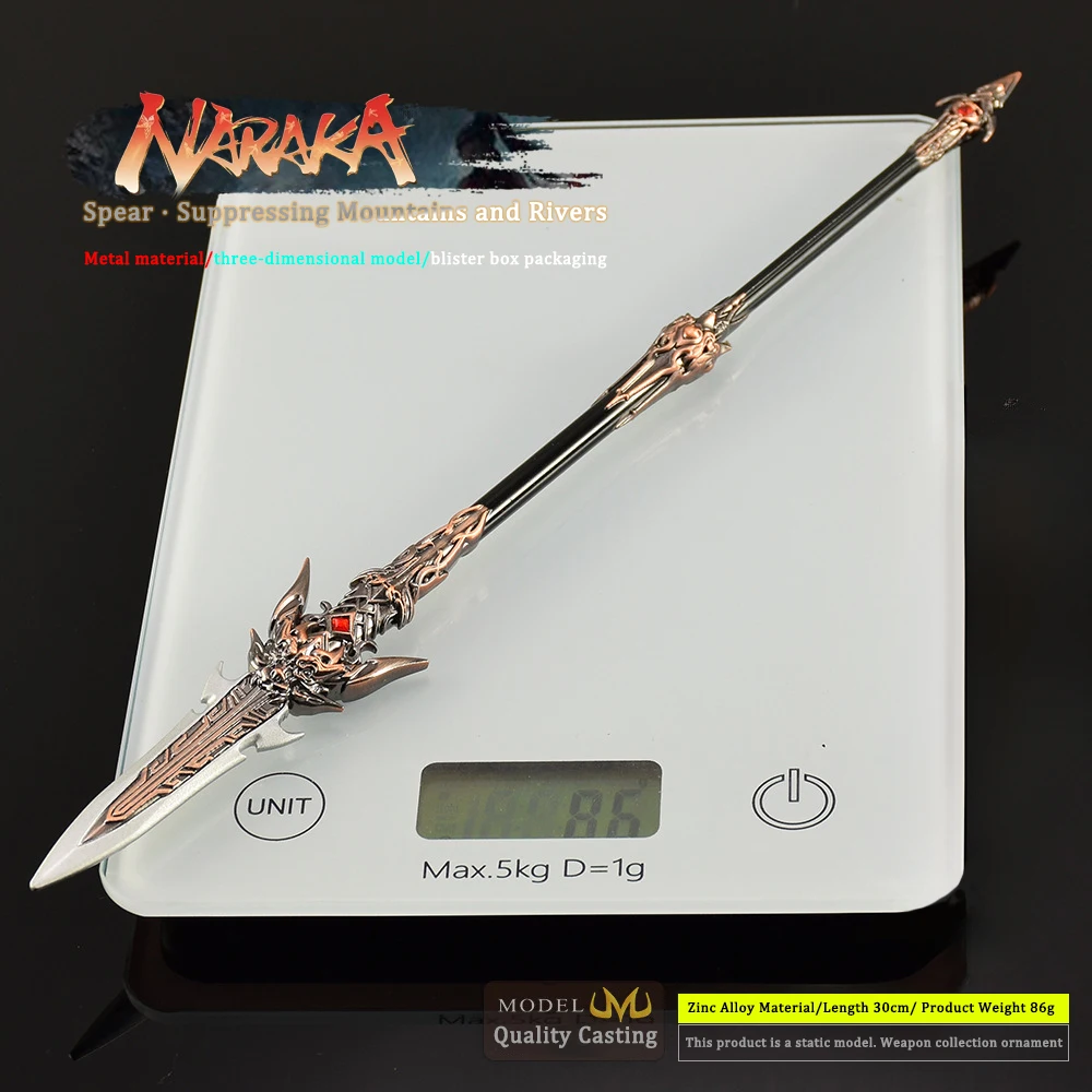 30 cm Naraka Bladepoint Zhenshan Rivier Lange Speer Wapen Periferie Model Legering Decoratie Ornament Props Verjaardagscadeautjes Speelgoed Jongens