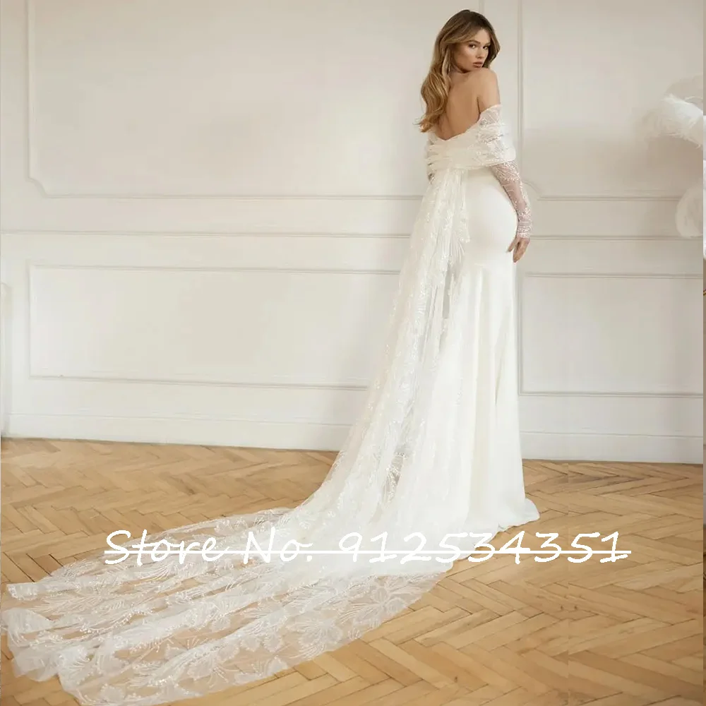 Latest Mermaid Wedding Dresses Detachable Long Sleeves with Train Vintage Trouwjurk Backless Elegant Vestidos De Novia