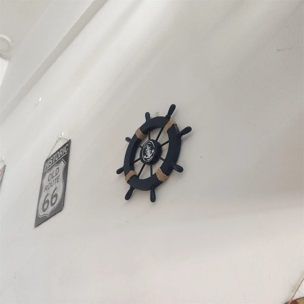 Nautical Boat Wheel Helm Home Decor Accessory Model  28cm Mediterranean Ship Rudder Wooden Craft