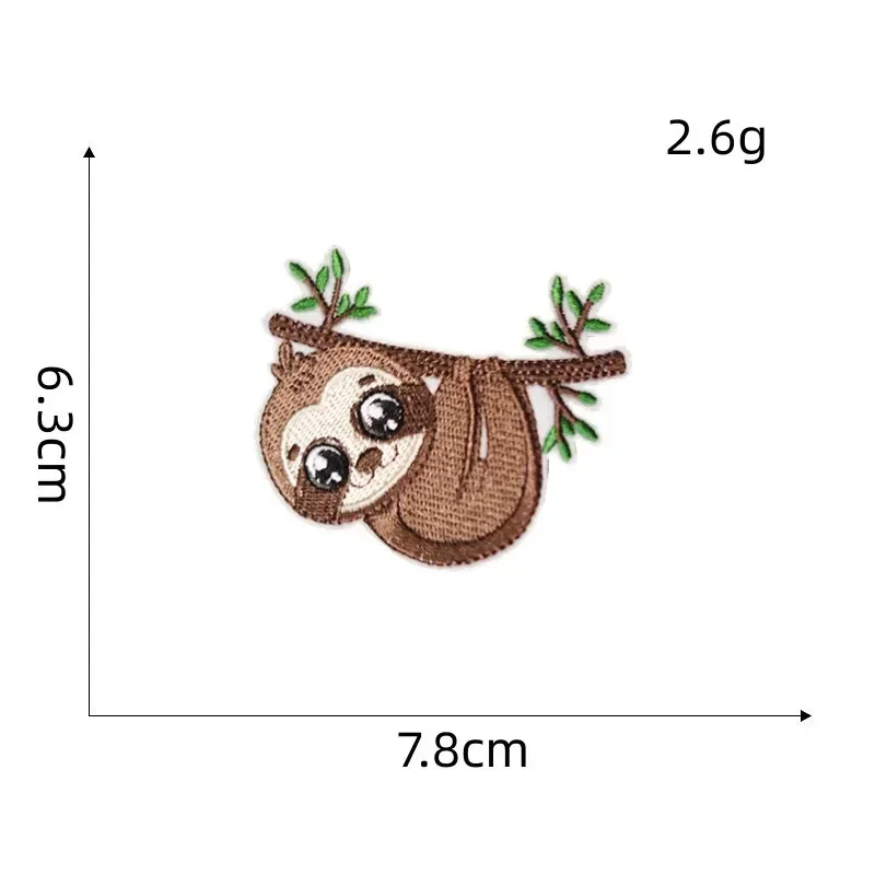 FZdiy Cartoon Cute Animal Sloth Iron on Patches for Clothing DIY T-shirt Applique Embroidery Cloth Patch Stickers Badge