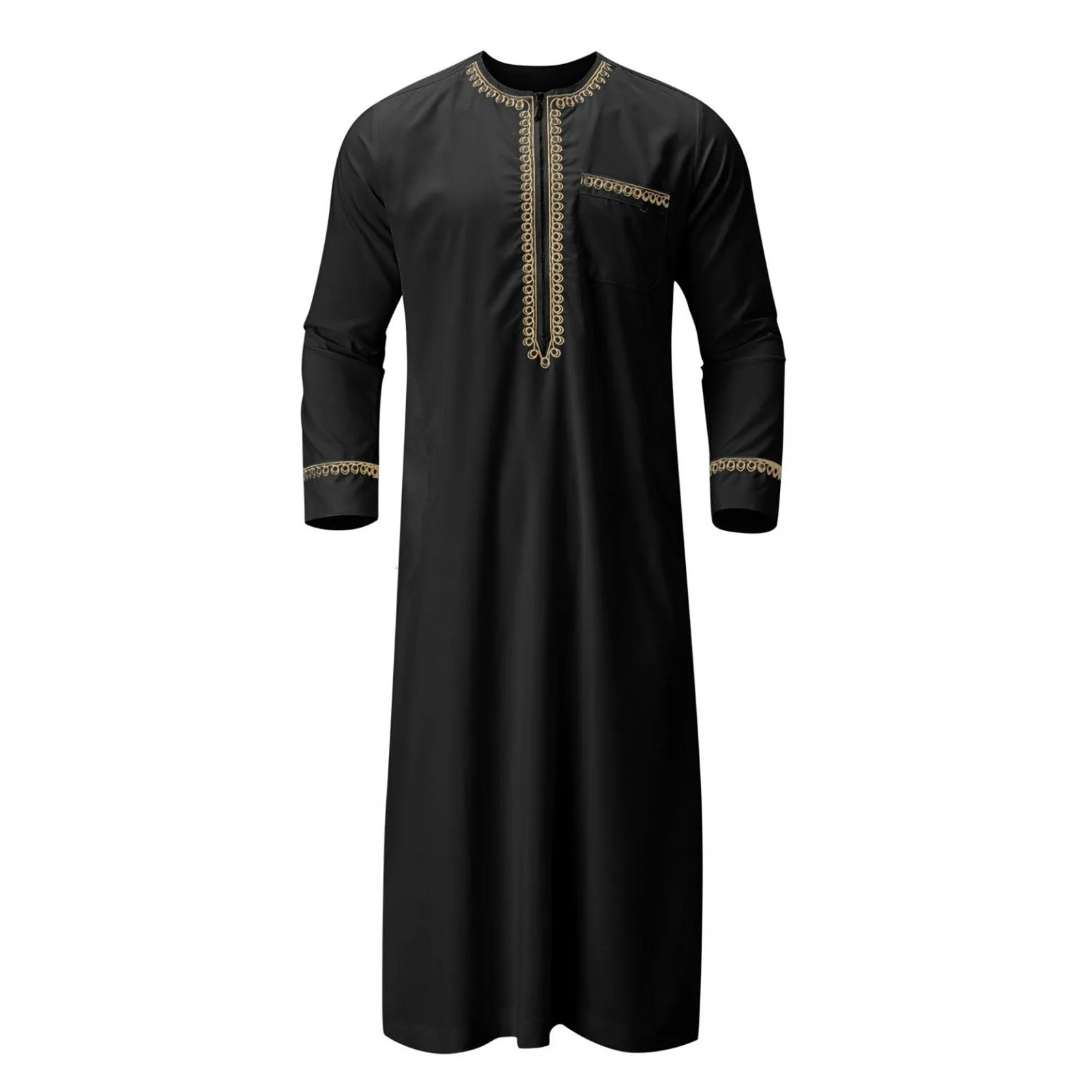 Nuovo abito arabo musulmano mediorientale da uomo girocollo abbigliamento Abaya Robe