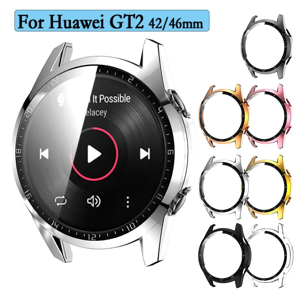 For Huawei GT2 42/46mm PC Protective Shell With Tempered Film Watch Cover 2 in 1 Watch Protection Case