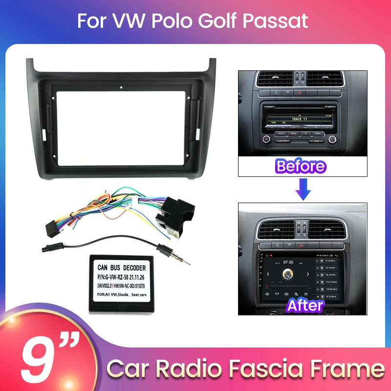 

Ca r Radio DVD Face Frame for Volkswagen VW POLO Sedan 2008-2015 ABS Interior Dash Center Console Trim Bezel Panel