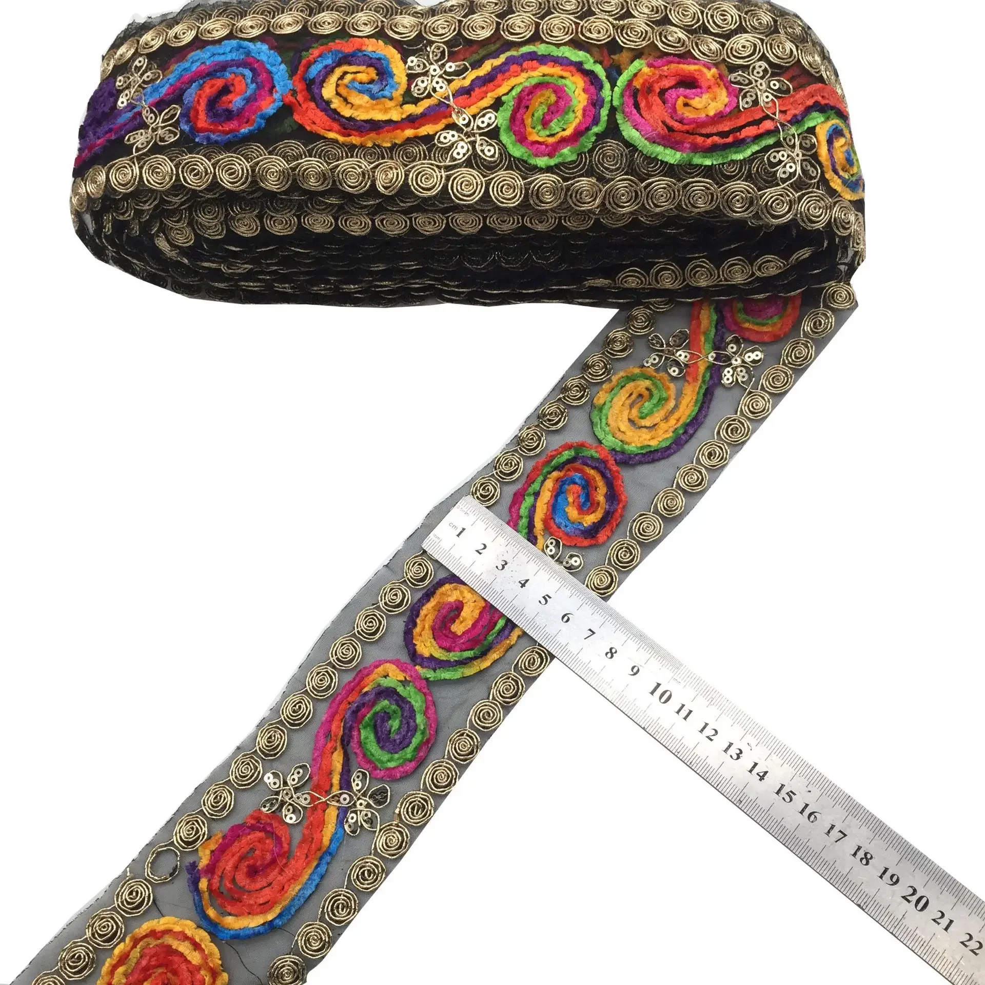 Sequined Embroidered Webbing Trim, Ribbon Tapes for Clothes, Bag, Shoes Decor, DIY Sewing Accessories, 1 Yards