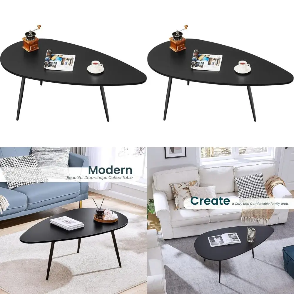 

Compact Oval Coffee Table for Retro Style, Ideal for Small Spaces, Living Room or Home Office, Easy Assembly