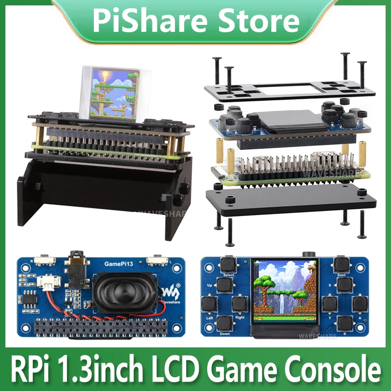 Raspberry Pi-consola de juegos con pantalla LCD de 1,3 pulgadas, Chip controlador ST7789 integrado para Zero 2W /RP2040-PiZero ﻿