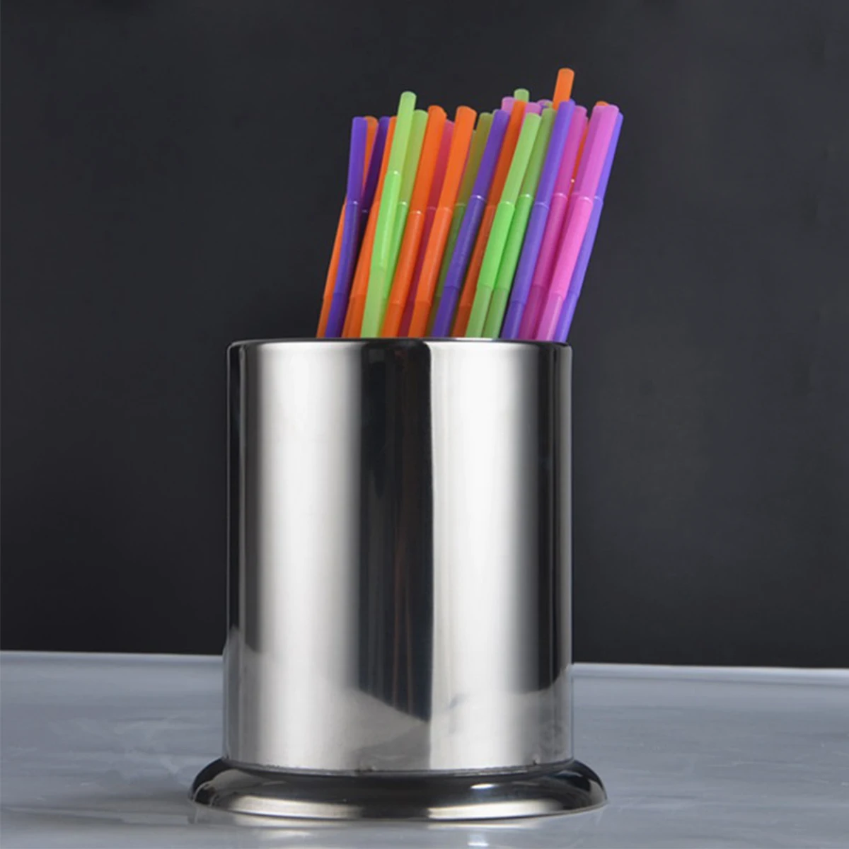 

Thickened Stainless Steel Utensil Holder 17X12Cm Countertop Storage Organizer Flatware Container Drain Holes Lightweight