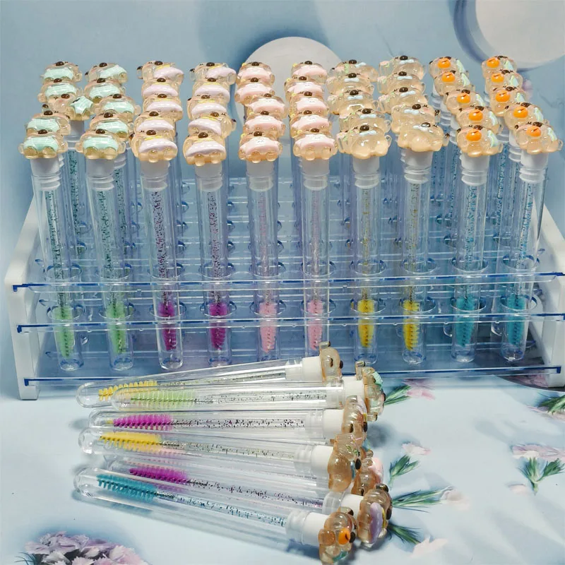 50pcs Reusable Eyelash Brush Tube Disposable Eyelash Wands Eyebrow Brush Replaceable Dust-proof Sparkling Broken