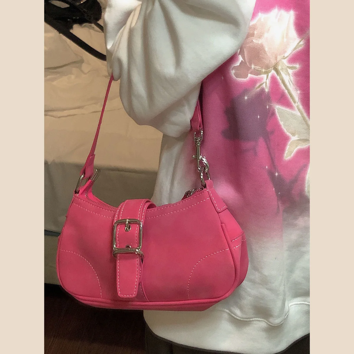 Y2K Sweet Cool Girls Underarm Bag moda donna rosa tracolla borse a tracolla catena retrò femminile pochette Tote borse