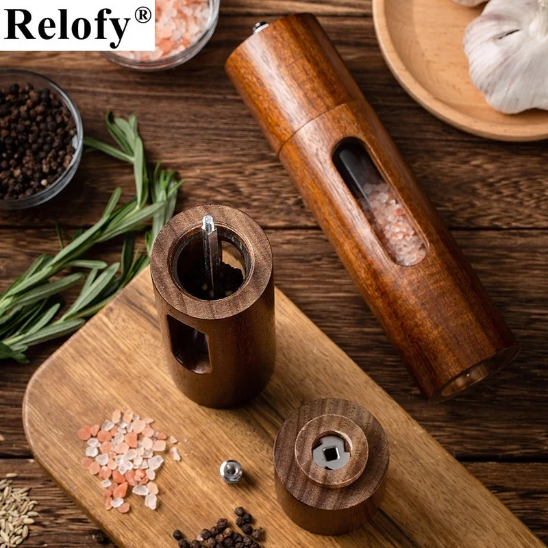 8-inch Wooden Pepper Grinder Spices Salt and Pepper Essential Kitchen Tool for Cooking Seasoning and Marinating Staple Foods