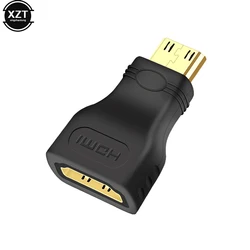 Mini HDMI-compatible Male to HDMI-compatible Female Expansion Adapter HDMI-compatible Converter for Tablet TV Projector Display