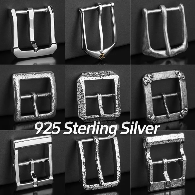 925 Sterling Silver Metal Belt Buckle For Men Solid Buckle Accessories Pin Buckles Jeans Accessories