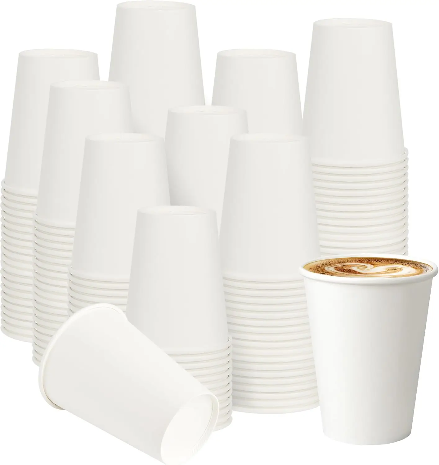 

12 oz 300 Pack Paper Coffee Cups, Hot Paper Cups, Thickened Leak-Free White Disposable Coffee Cups for Hot and Cold Drin