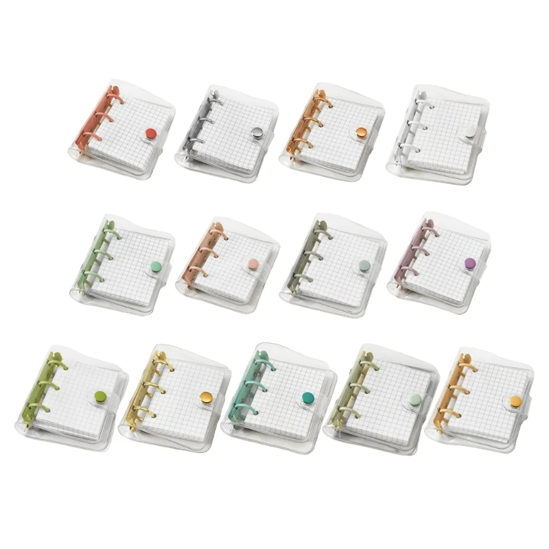 2023 New Clear 3 Rings Binder Notebook Pocket Noterpads Journal Small Loose Leaf Notebook Planner for Scheduling Scrapbooking
