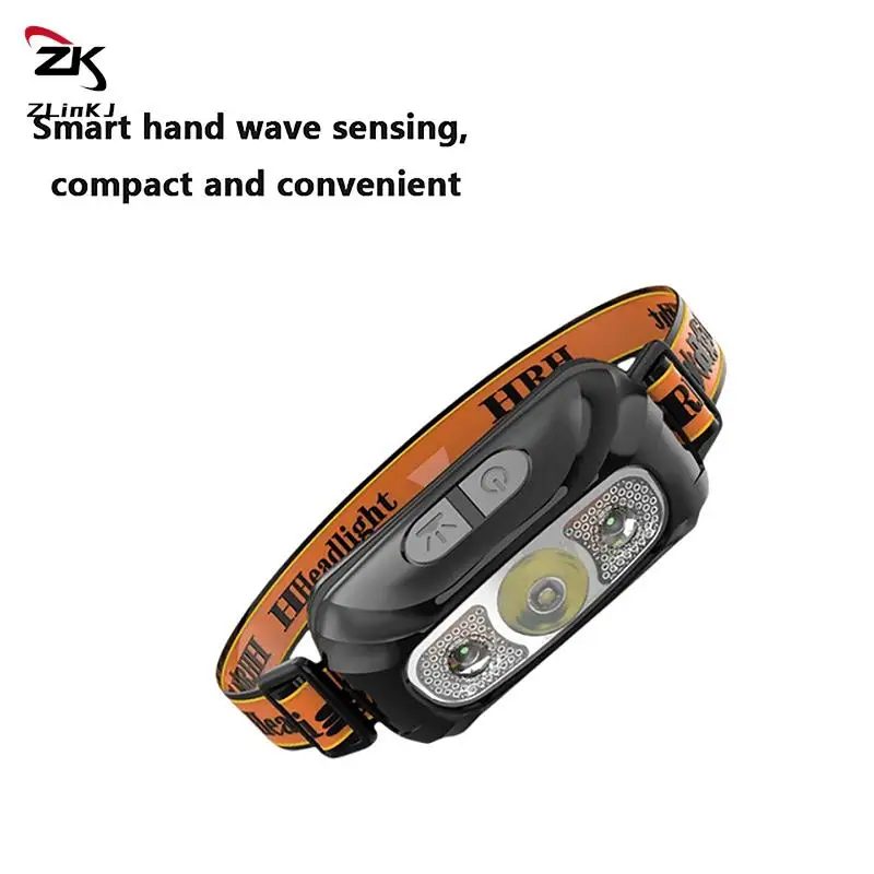 Built-in Battery USB Rechargeable Outdoor Waterproof Camping Torch Lights Strong Light Headlamp Body Motion Sensor Headlight