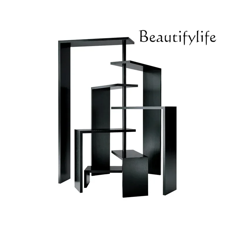 R Italian Light Luxury Multi-layer Shelf Creative Design Rotatable Mobile Bookshelf Medieval Metal Storage Bogu Shelf