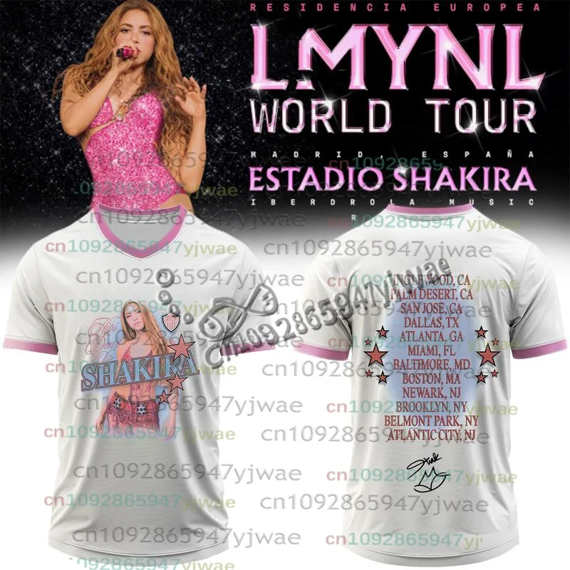 Shakira World Tour 26 T-Shirt Wolf LMYNL 2026 Kurzarm-T-Shirt, Geschenk für Popmusik-Fans, lockere Streetwear-Oberteile, T-Shirts für Erwachsene/Kinder – Detail 6