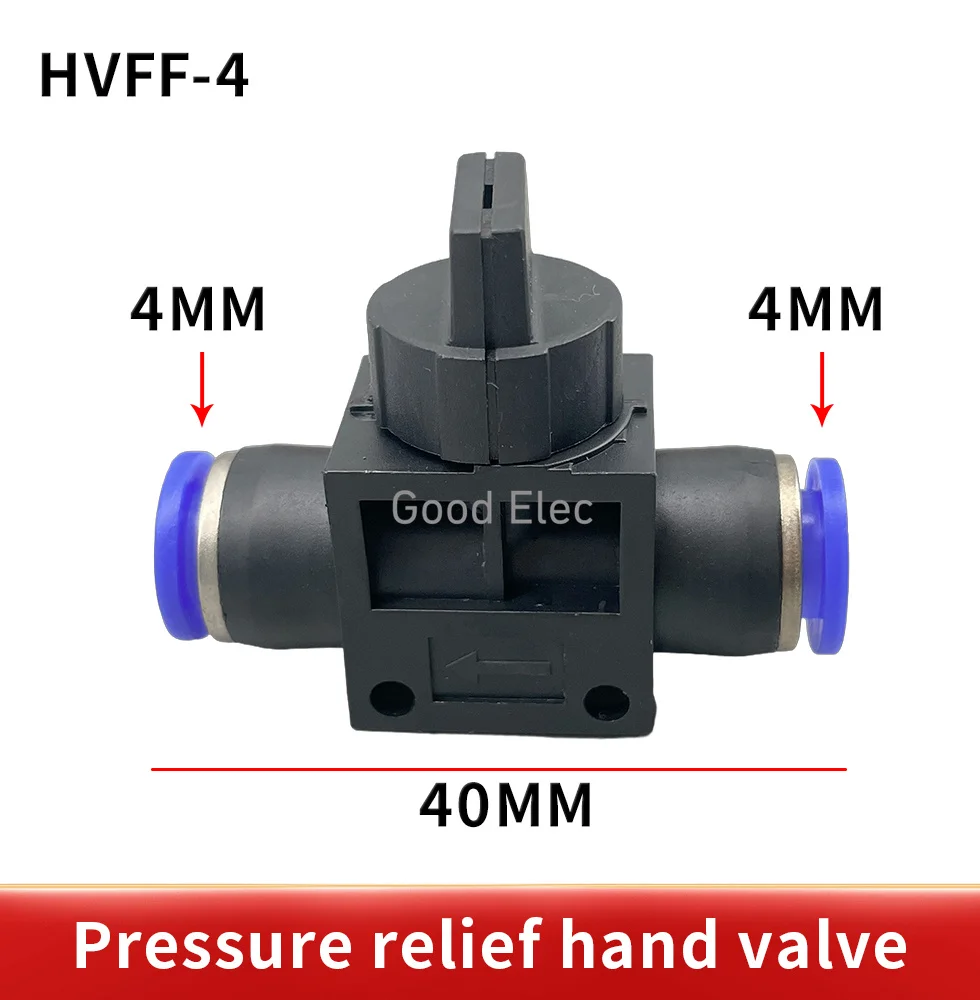 HVFF Pneumatische Anschlüsse Handventil 4 mm-12 mm Anschluss Schnellwanne für Schlauchrohrbegrenzung Geschwindigkeitsregelung