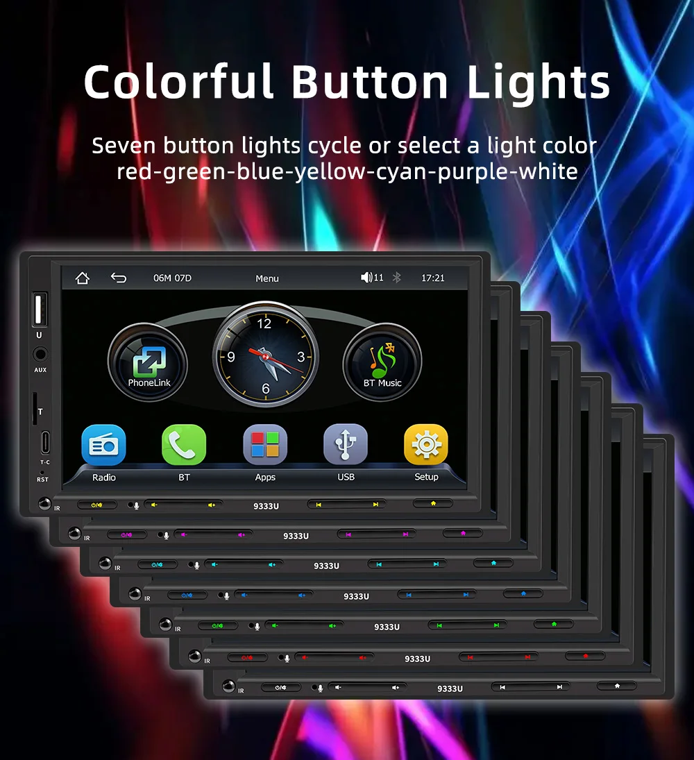 7 بوصة HD اللاسلكية CarPlay أندرويد السيارات شاشة تعمل باللمس مشغل MP5 راديو السيارة العالمي Autoradio مشغل وسائط متعددة 2DIN السيارات الصوت #5