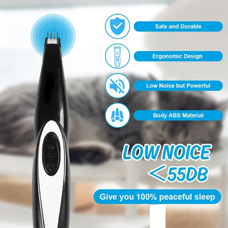 Low-Noise USB Rechargeable Dog Cat Foot Hair Trimmer Pet Grooming Tool Mini Electrical Hair Clipper Shaving Trimming Machine