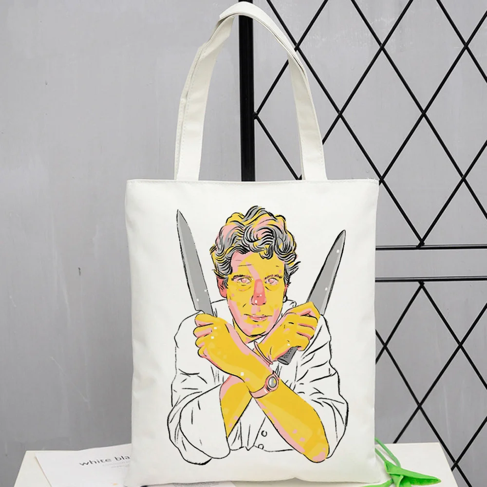 anthony bourdain shopping bag tote recycle bag reusable grocery handbag shopping bag ecobag fabric reusable custom