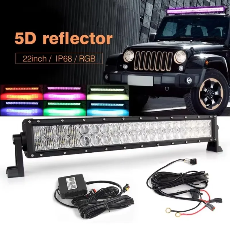 Dual-Row Spotted Flood Combination Color-Changing Led Driver Bar, 120w 22in 4x4 RGB Led Bar