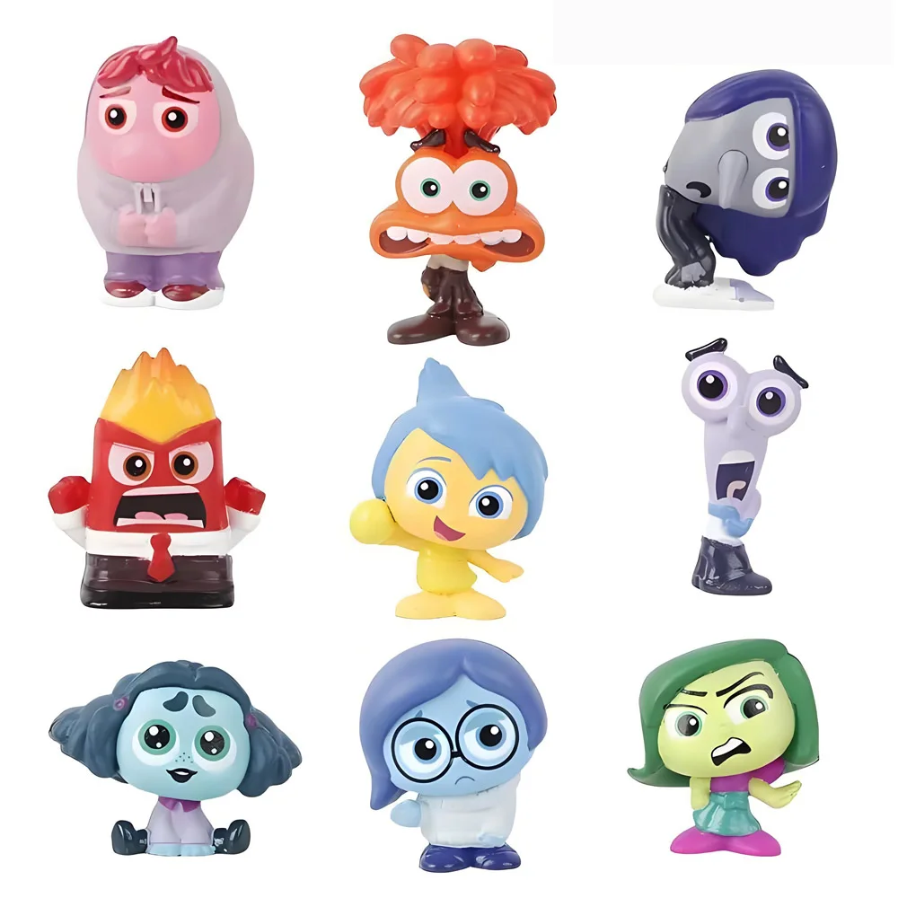 9-teiliges Set Neue Inside Out 2 Actionfiguren Traurigkeit Freude Wut Ekel Angst Modellpuppen Kuchendekoration Schreibtisch-Ornament Geschenk – Detail 1