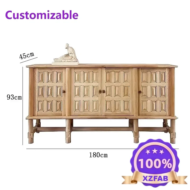 Factory Direct 2026 European and American style art solid wood three-dimensional carving living room porch cabinet storage side