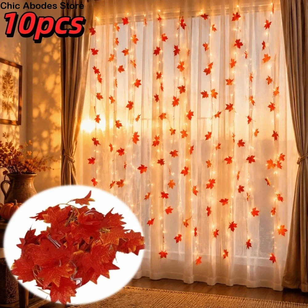 LED String Lights Warm White Lifelike Maple Leaves Maple Leaf Lights Lightweight Durable Material Remote Control