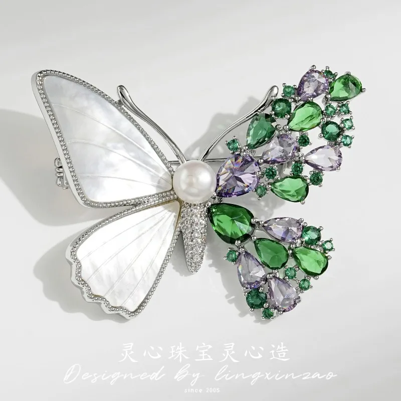 

HQ Luxury Pearl Butterfly Brooches for Women Vintage Lapel Pins High Quality Designer Brooch Pin Suit Accessories Jewelry Gifts